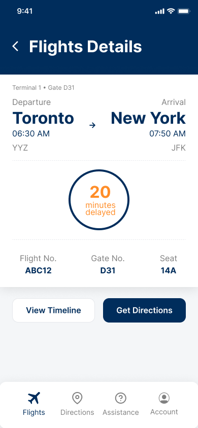 Airwise Flight Status Screen